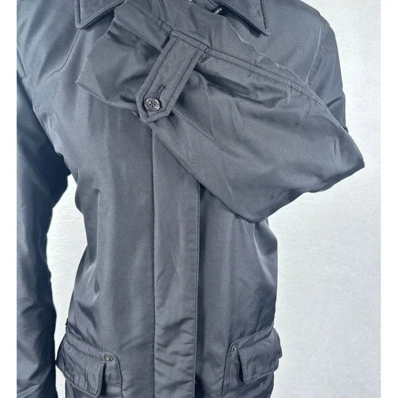 VTG Lauren Ralph Lauren Rain Jacket Black Trench‎ Coat Womens M Fleece Lined - Picture 4 of 10